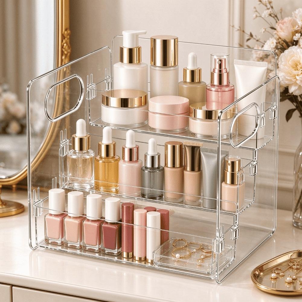 Home Essentials Bathroom Storage - Organizador de maquillaje de acrílico transparente