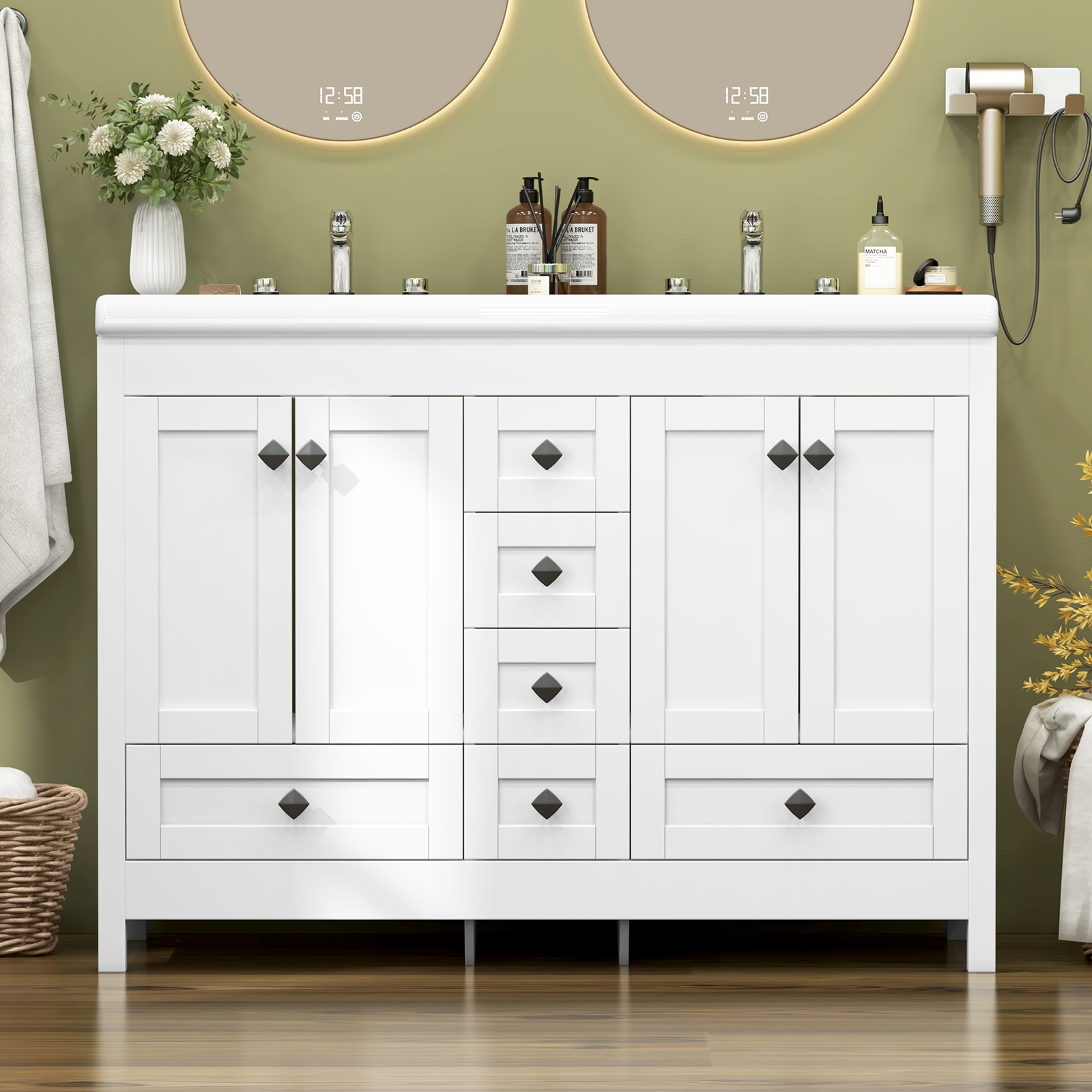 Mueble de baño blanco de 47.3  - Home Bathroom Vanity Combo reseña y precio