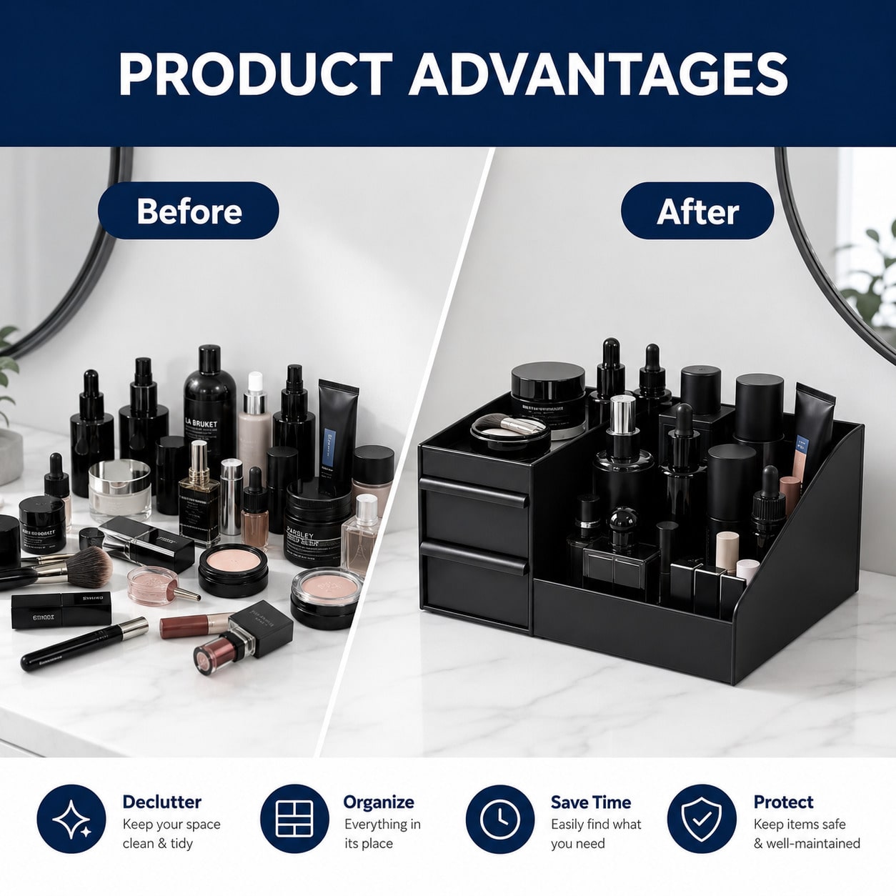 Organizador de maquillaje, con - Home Edit Bathroom Storage reseña y precio