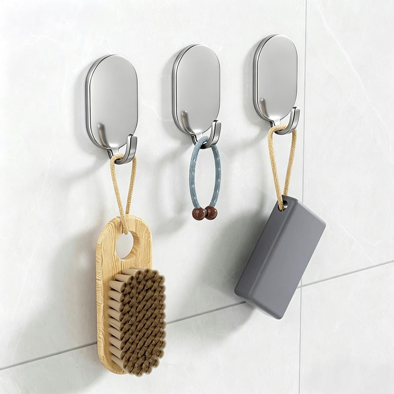 Ganchos adhesivos resistentes  - Home Bathroom Organizer reseña y precio